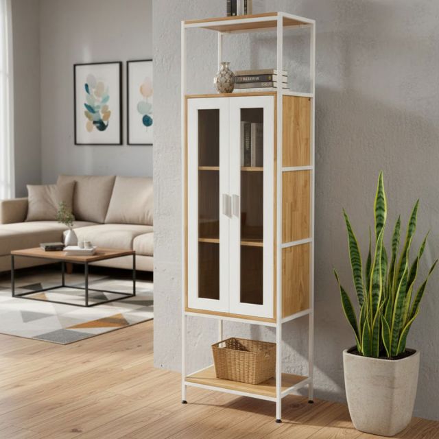 Kệ trang trí tủ kính LEKO 60x40x200cm gỗ cao su KTB68214