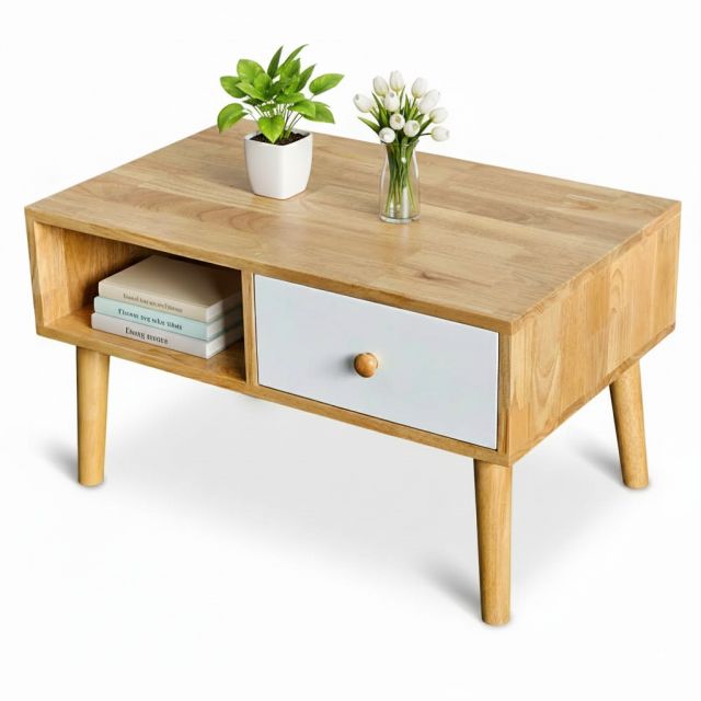 Bàn sofa chữ nhật 80x50x45cm gỗ cao su TT68361