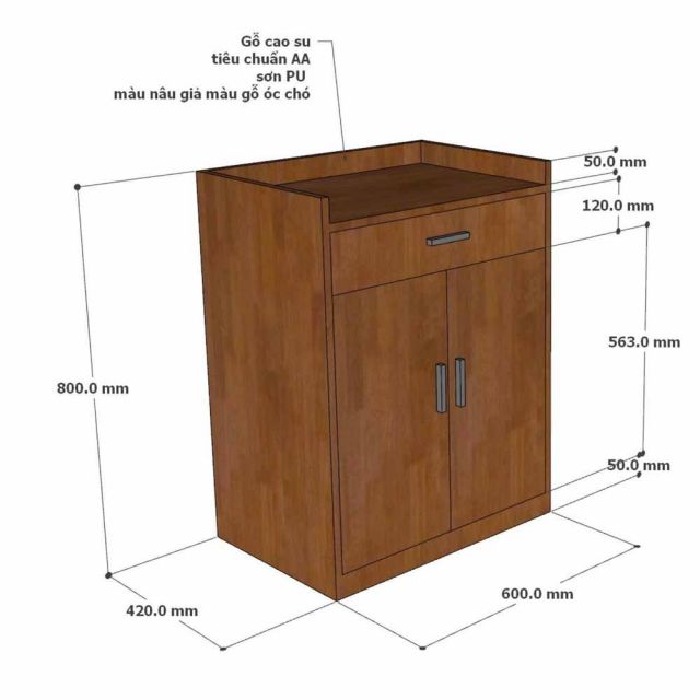 Tủ nhà bếp 60x42x80cm CAPO gỗ cao su KB68089