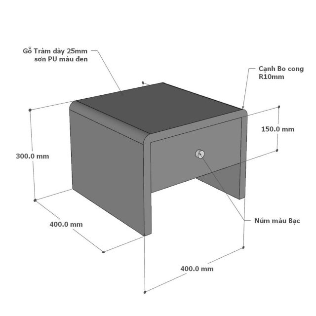 Tab đầu giường 40x40x30cm gỗ tự nhiên TDG68069
