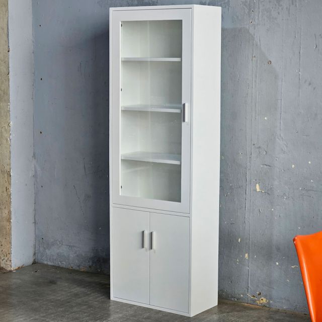 Tủ cửa kính 60x30x180cm gỗ cao su KTT68054