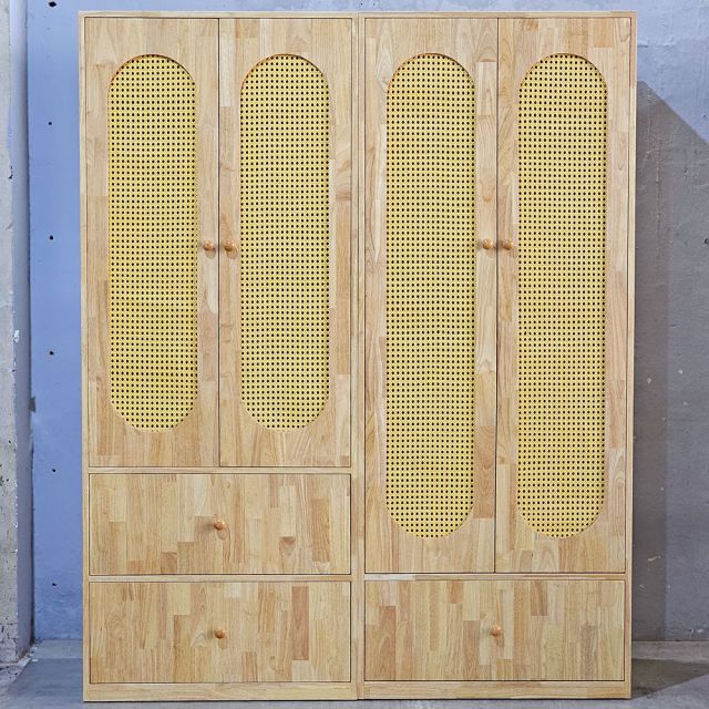 Tủ quần áo 160x55x200cm gỗ cao su TQA68080