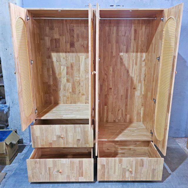 Tủ quần áo 160x55x200cm gỗ cao su TQA68080