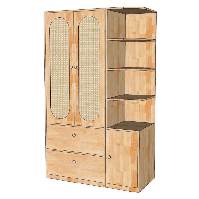 Tủ quần áo 120x55x200cm gỗ cao su TQA68079