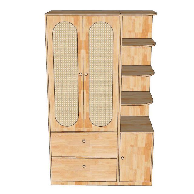 Tủ quần áo 120x55x200cm gỗ cao su TQA68079