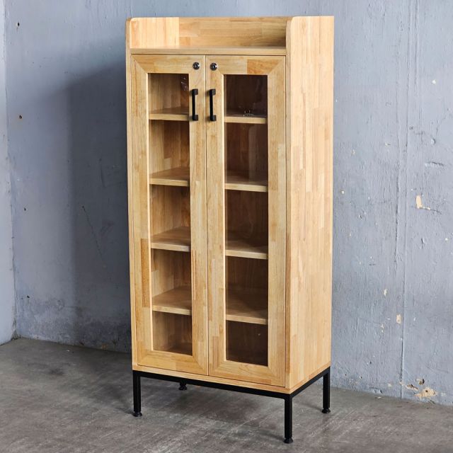 Tủ trang trí cửa kính 60x35x135cm gỗ cao su KTB68248