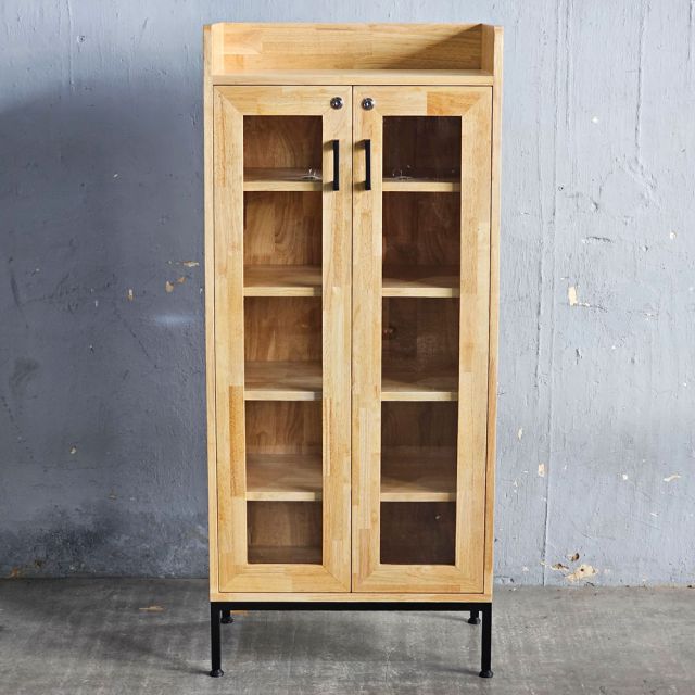 Tủ trang trí cửa kính 60x35x135cm gỗ cao su KTB68248