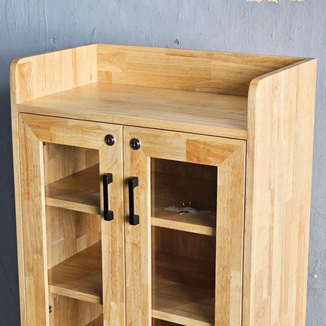Tủ trang trí cửa kính 60x35x135cm gỗ cao su KTB68248