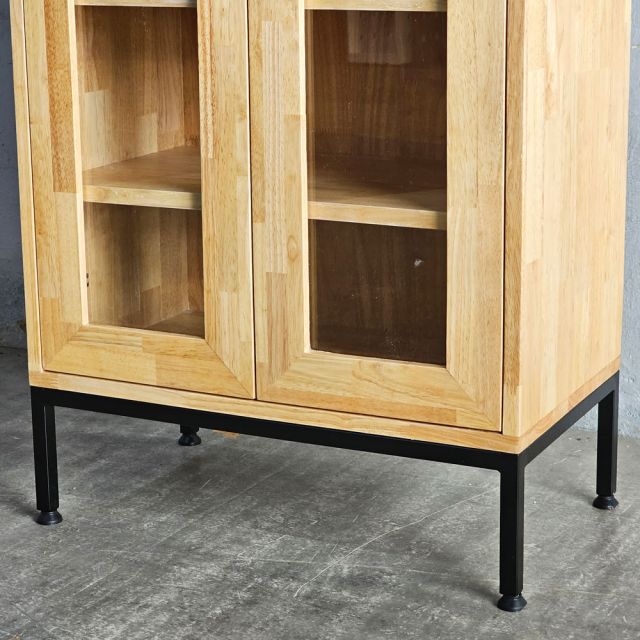 Tủ trang trí cửa kính 60x35x135cm gỗ cao su KTB68248
