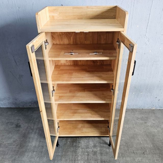 Tủ trang trí cửa kính 60x35x135cm gỗ cao su KTB68248