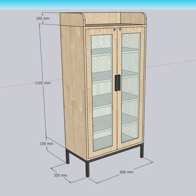 Tủ trang trí cửa kính 60x35x135cm gỗ cao su KTB68248