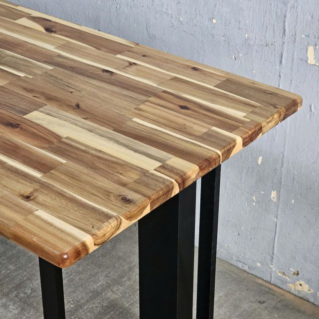 Bàn ăn 120x70cm gỗ tràm chân sắt hộp BA68298