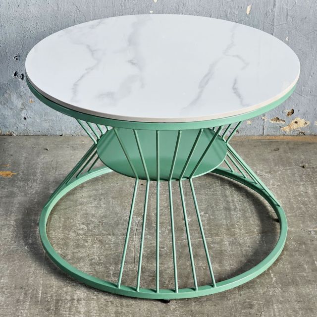 Bàn bên sofa đk 50cm mặt ceramic chân sắt SST052