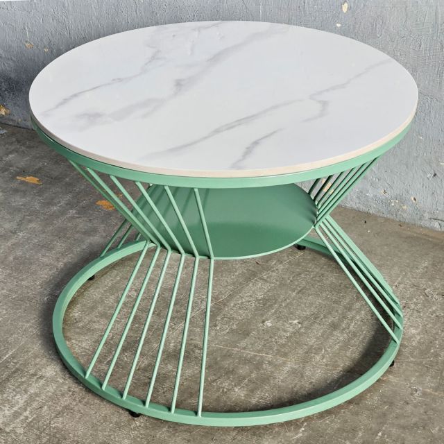 Bàn bên sofa đk 50cm mặt ceramic chân sắt SST052