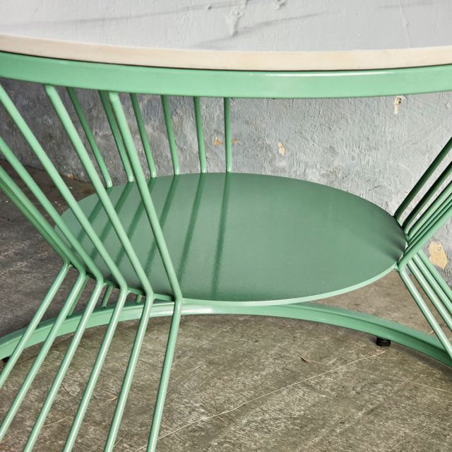 Bàn bên sofa đk 50cm mặt ceramic chân sắt SST052