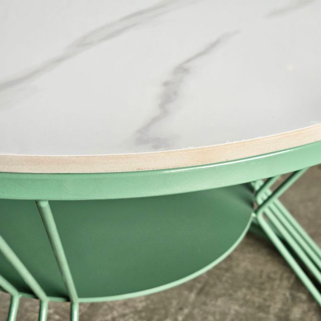 Bàn bên sofa đk 50cm mặt ceramic chân sắt SST052