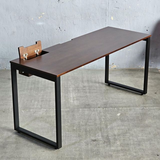 Bàn làm việc có hộp điện 160x60cm gỗ cao su chân sắt Hệ Rectang HBRT127