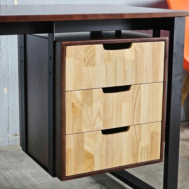 Bàn làm việc có ngăn tủ 160x60cm gỗ cao su chân sắt Hệ Rectang HBRT128