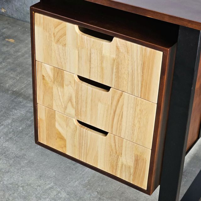 Bàn làm việc có ngăn tủ 160x60cm gỗ cao su chân sắt Hệ Rectang HBRT128