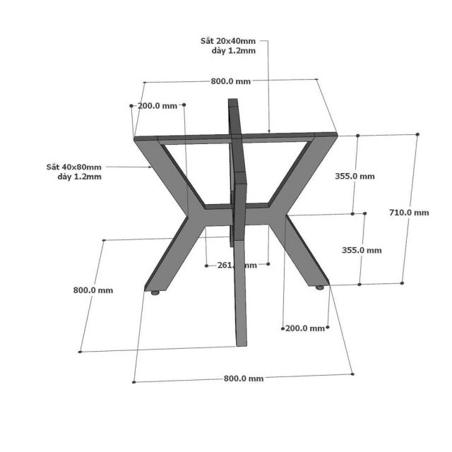 Chân sắt cho bàn ăn sơn tĩnh điện CHB68095