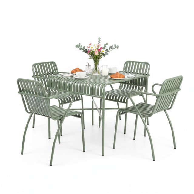 Combo bộ bàn ghế cà phê khung sắt ngoài trời CBCF355