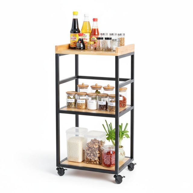 Kệ bếp di động 42x35x86cm gỗ cao su KB68092