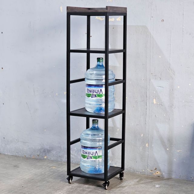 Kệ để bình nước di động 40x40x160cm gỗ cao su TDBN002