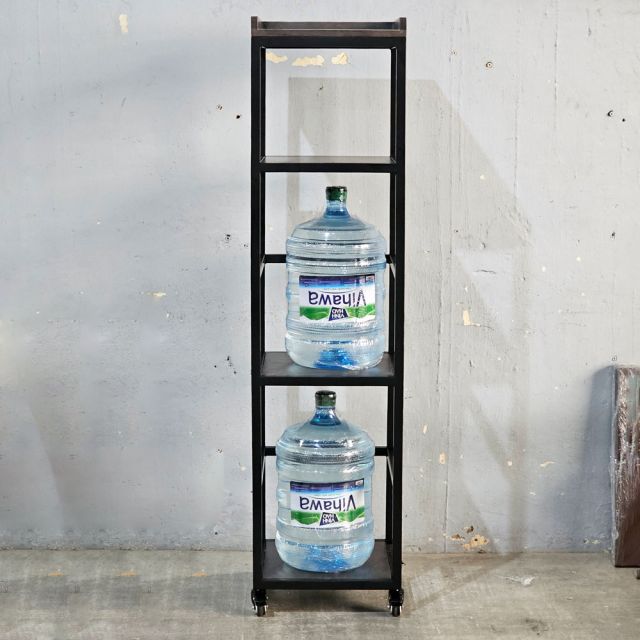 Kệ để bình nước di động 40x40x160cm gỗ cao su TDBN002