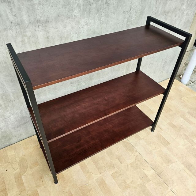 Kệ trang trí 3 tầng 107x40cm gỗ cao su khung sắt KS68358