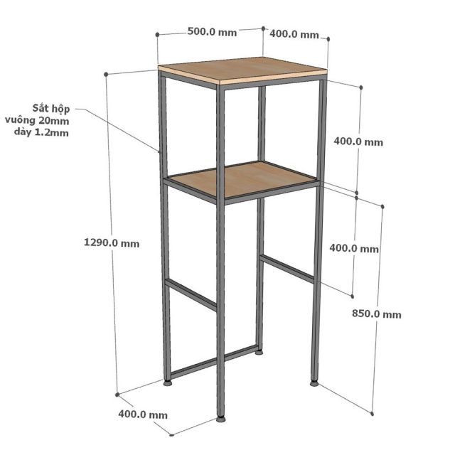 Kệ để tủ lạnh mini 50x40x129cm gỗ cao su KTLA004