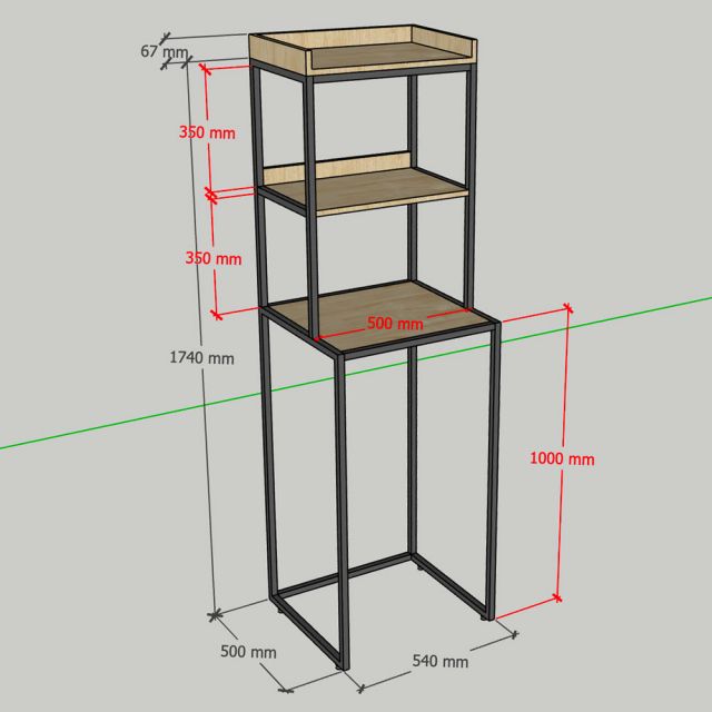 Kệ để tủ lạnh mini 54x50x175cm gỗ cao su KTLA005
