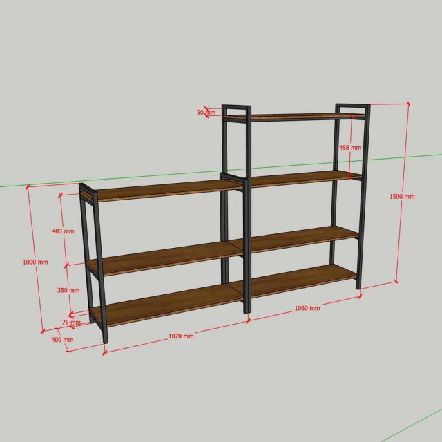Kệ trang trí 4 tầng 106x40cm gỗ cao su khung sắt KS68359