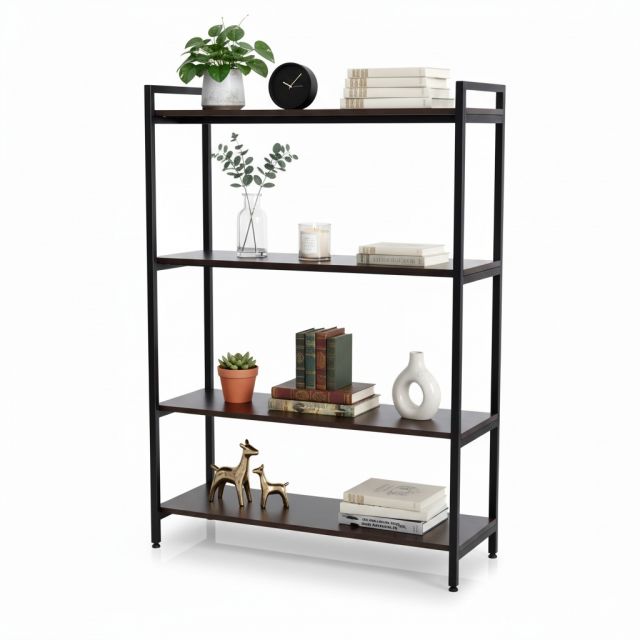 Kệ trang trí 4 tầng 106x40cm gỗ cao su khung sắt KS68359