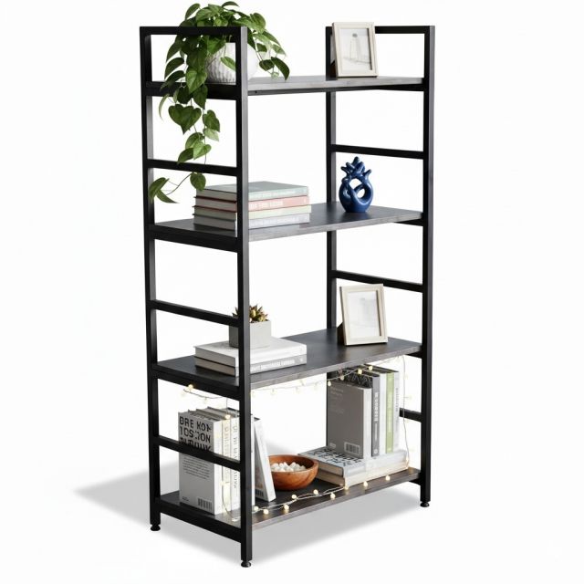 Kệ 4 tầng 80x45x150cm gỗ cao su khung sắt KTT68056