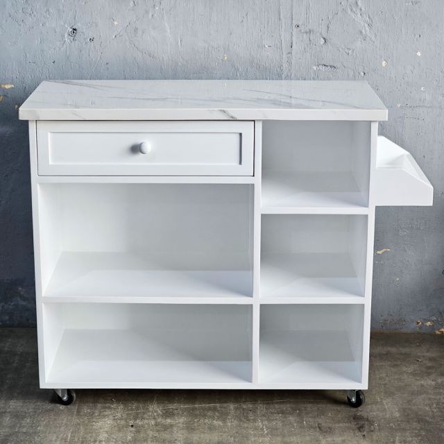 Tủ bếp di động mặt ceramic 106x45x85cm gỗ cao su KISL009