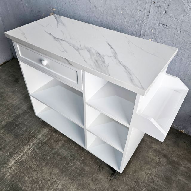 Tủ bếp di động mặt ceramic 106x45x85cm gỗ cao su KISL009