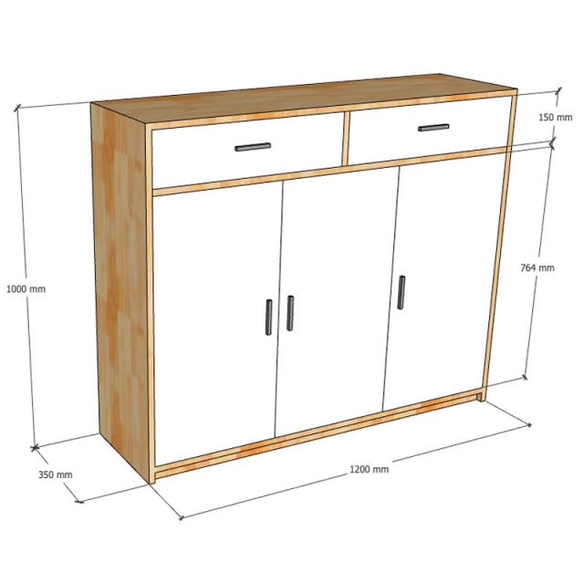Tủ để đồ 120x35x100cm gỗ cao su KTB68252