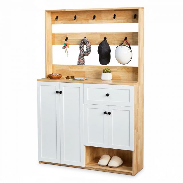 Tủ hành lang 120x35x180cm gỗ cao su THL002