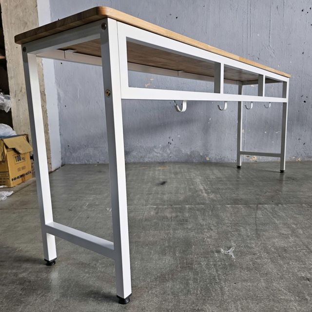 Bàn học lớp học thêm 195x40x75cm gỗ cao su khung chân sắt BGHS011