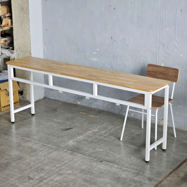 Bàn học lớp học thêm 195x40x75cm gỗ cao su khung chân sắt BGHS011
