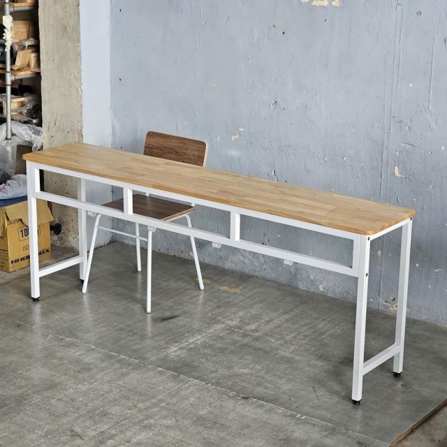 Bàn học lớp học thêm 195x40x75cm gỗ cao su khung chân sắt BGHS011