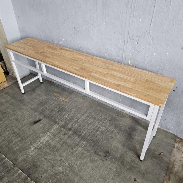 Bàn học lớp học thêm 195x40x75cm gỗ cao su khung chân sắt BGHS011