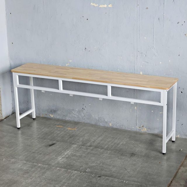 Bàn học lớp học thêm 195x40x75cm gỗ cao su khung chân sắt BGHS011