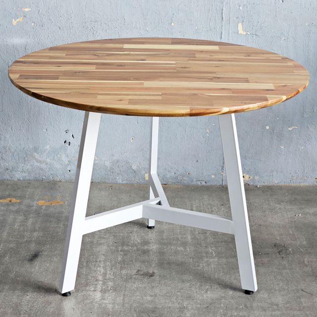 Bàn ăn tròn 100x100cm gỗ tràm chân sắt BA68306