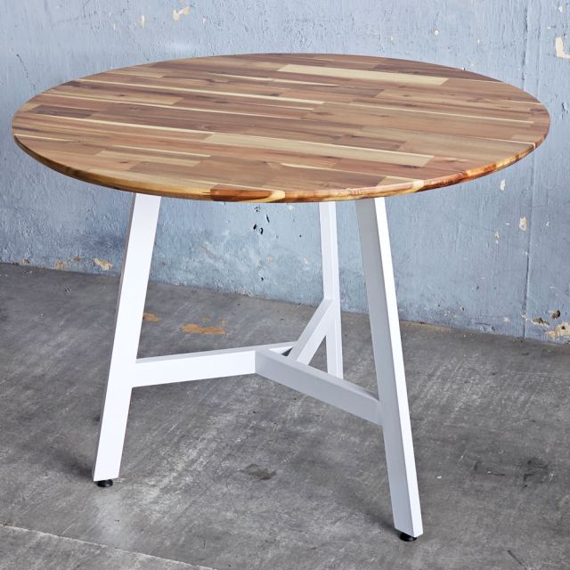 Bàn ăn tròn 100x100cm gỗ tràm chân sắt BA68306