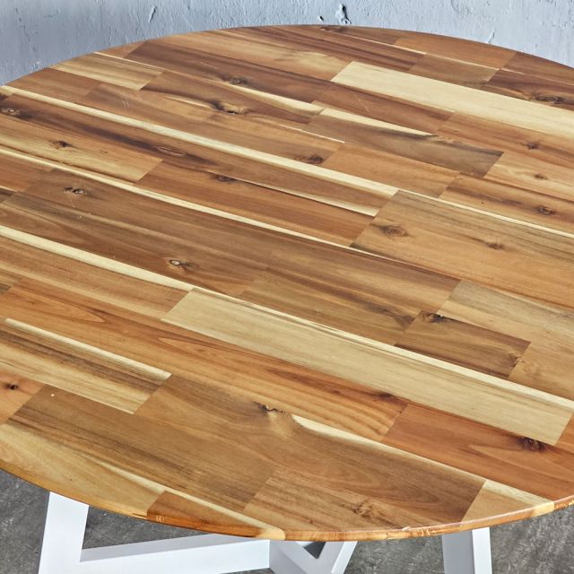 Bàn ăn tròn 100x100cm gỗ tràm chân sắt BA68306