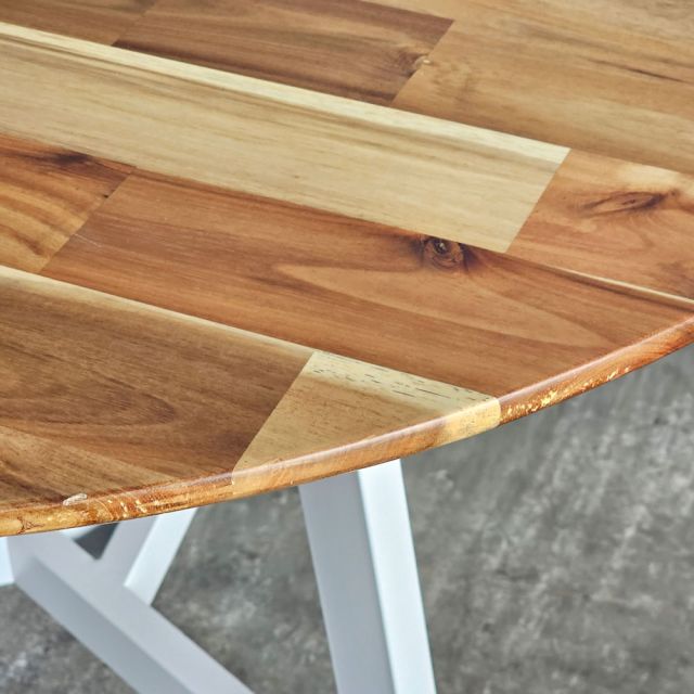 Bàn ăn tròn 100x100cm gỗ tràm chân sắt BA68306