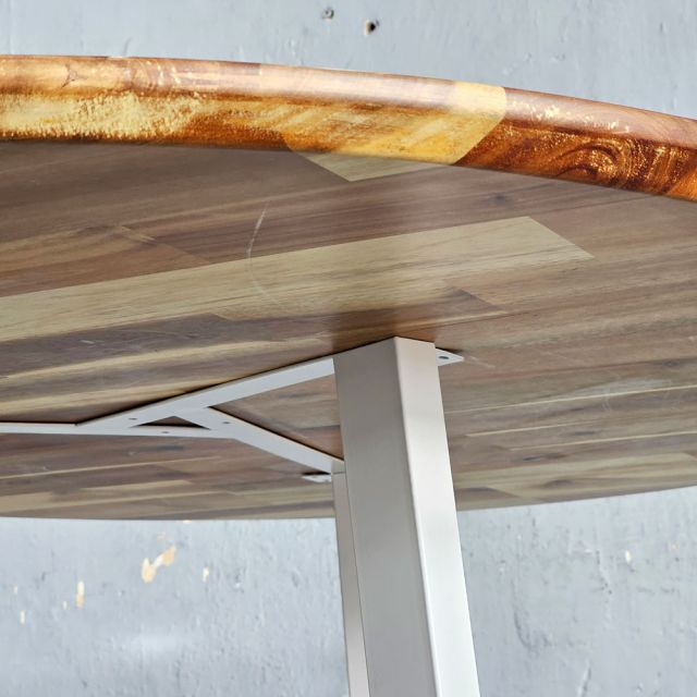 Bàn ăn tròn 100x100cm gỗ tràm chân sắt BA68306