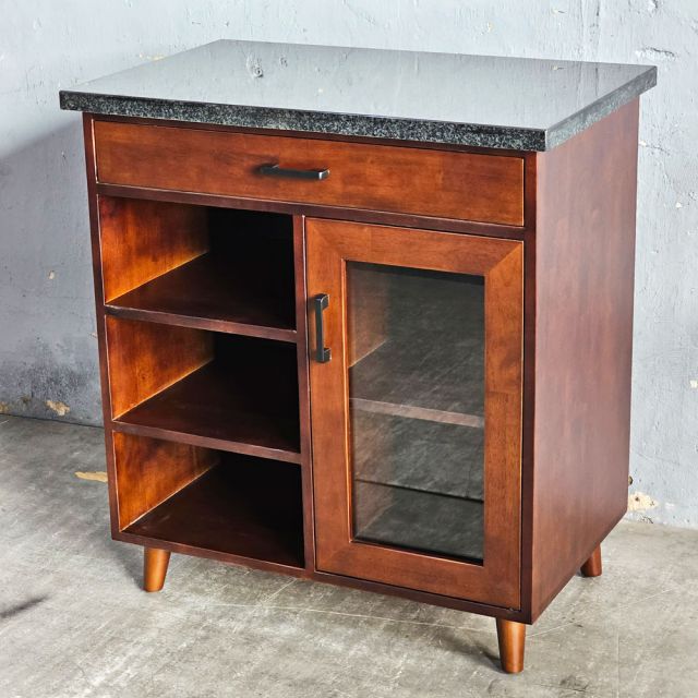 Bàn đảo bếp 80x50x87cm gỗ cao su mặt đá KISL010