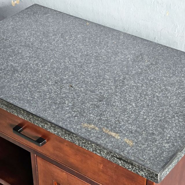 Bàn đảo bếp 80x50x87cm gỗ cao su mặt đá KISL010